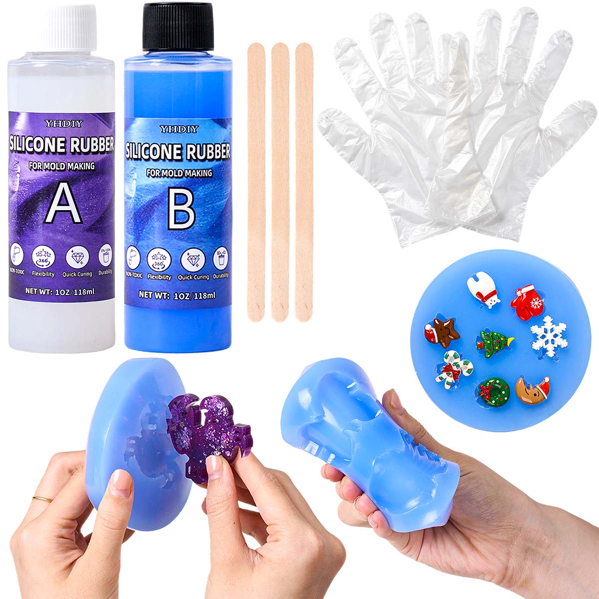 Soap Making Kit - 118ml/296ml Silikon Kalıp Yapım Seti, DIY