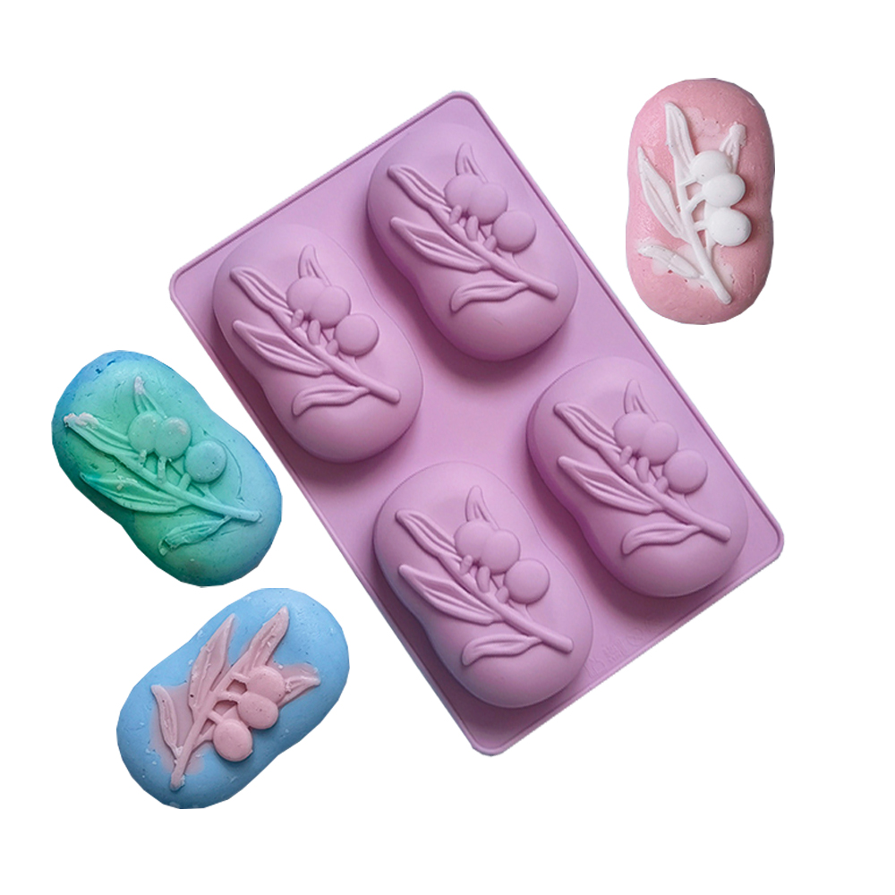 Soap Making Kit For Beginners - 4 kaviteler Oval Zeytin Ağacı Silikon