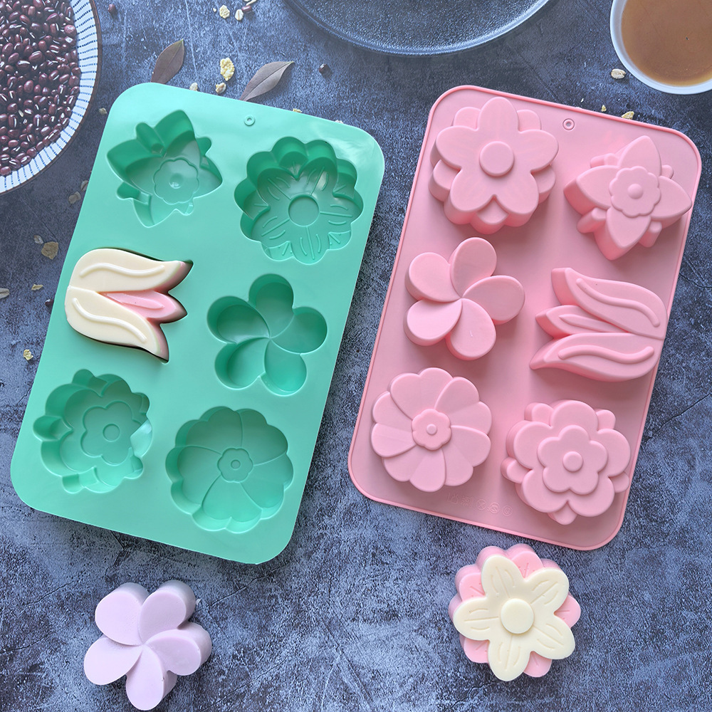 Soap Making Accessories - Çeşitli Çiçek Şekilli Silikon Kalıplar, Sabun